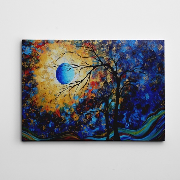 Mavi Ay ve Renkler Kanvas Tablo